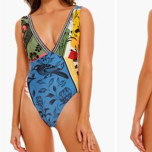 Agua Bendita NEW Tulipa Tout Plunge One-Piece Swimsuit